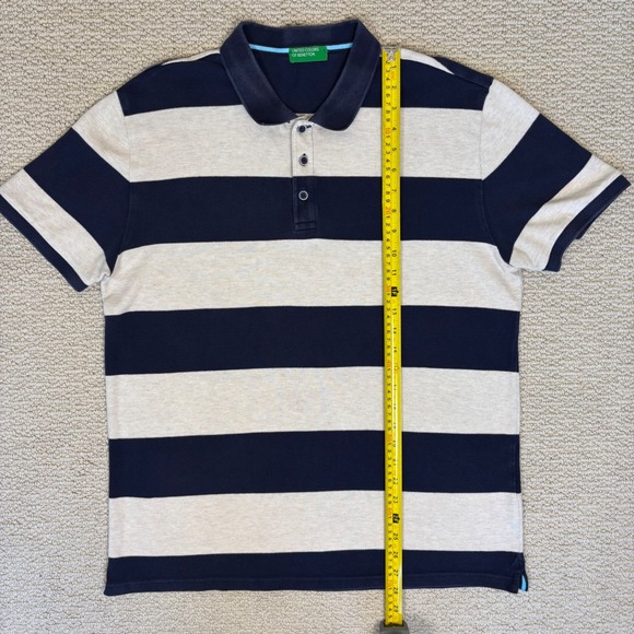 United Colors of Benetton Men's Rugby Stripe‎ Polo Shirt, XL, Navy - Picture 5 of 12